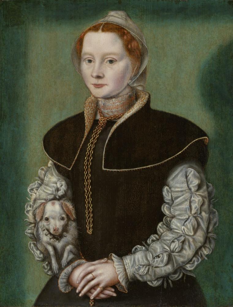 Portret van een jonge dame met haar hond