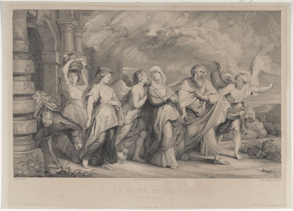 Lot en zijn familie ontvluchten Sodom en Gomora