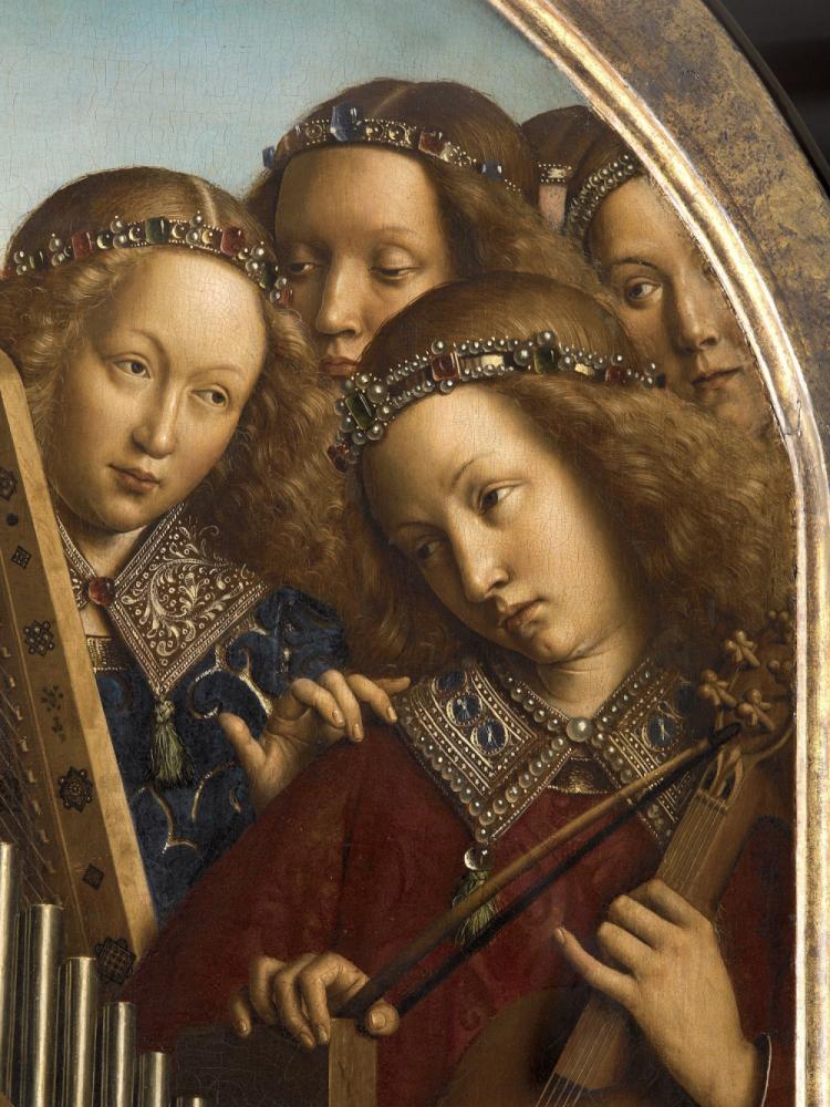 het Lam Gods: detail uit Paneel De Musicerende Engelen