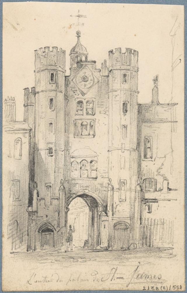 De ingang van het Saint Jamespaleis in Londen