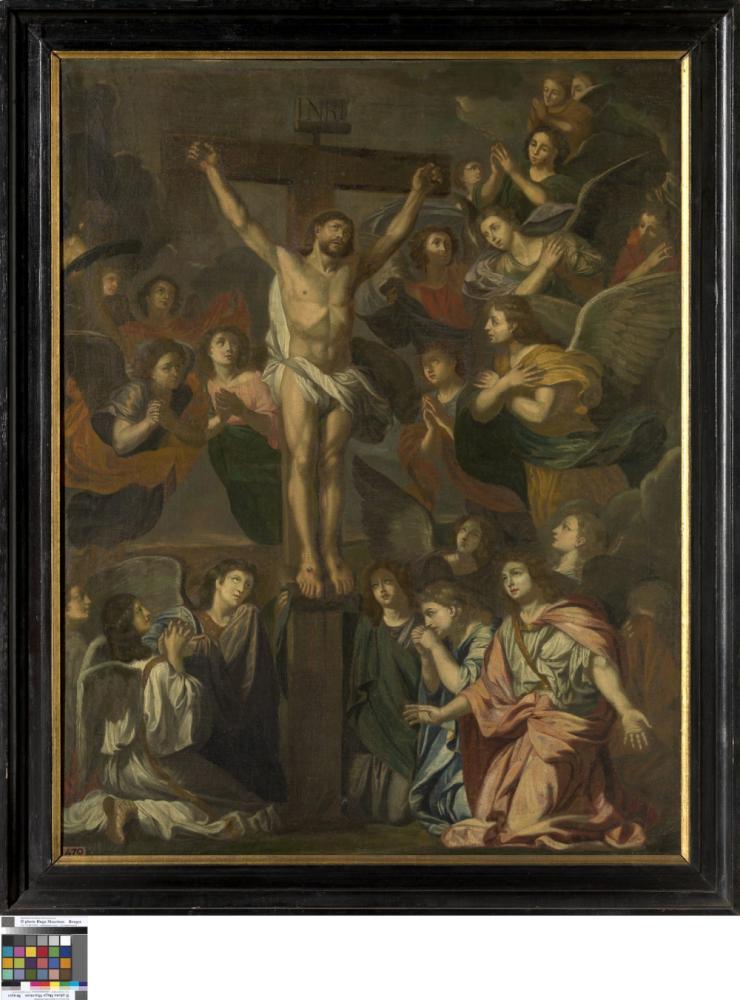 Christus aan het kruis omringd door engelen