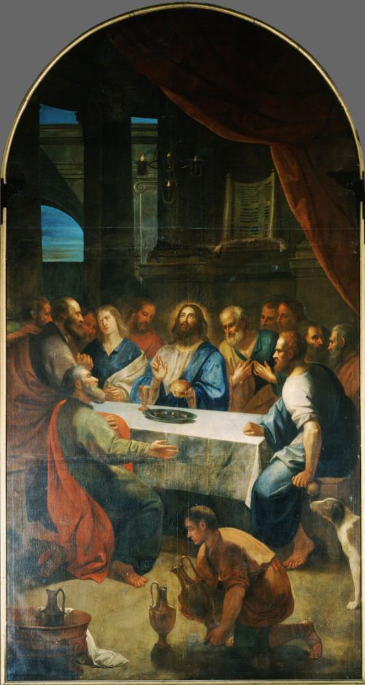 Laatste Avondmaal: Jezus zegent het brood en de wijn