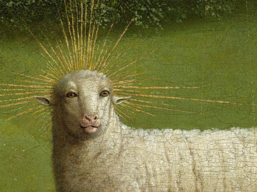 het Lam Gods: De Aanbidding van het Lam Gods Detail