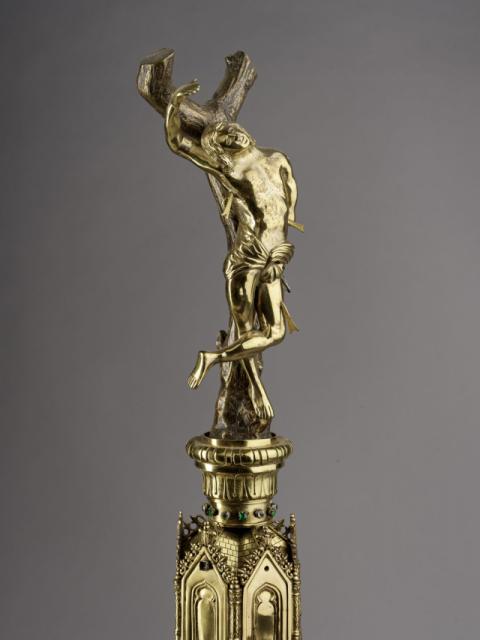 Onbekend, Staf van de schuttersgilde Sint-Sebastiaan, 19e eeuw, hout, messing
