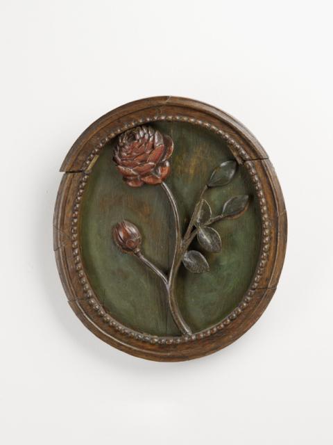 Daniël van Vlierden (1651-1716), embleem De Roode Roos, 18de eeuw, gepolychromeerd eikenhout, snijwerk