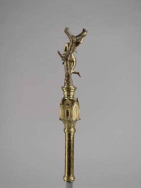 Onbekend, Staf van de schuttersgilde Sint-Sebastiaan, 19e eeuw, hout, messing