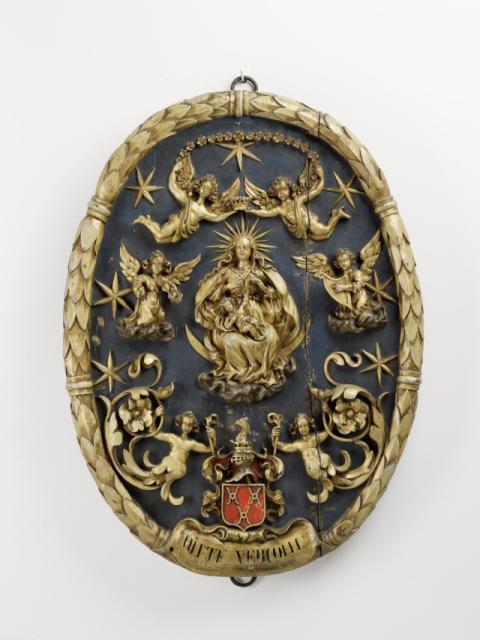Daniël van Vlierden (1651-1716), Gildenblazoen De Roode Roos, ca. 1700, deels verguld  hout.