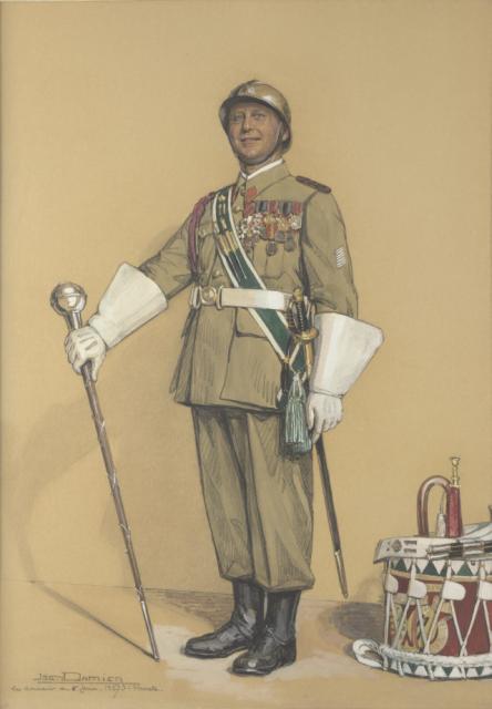 Jos Damien (1879-1973), Hubert Moens, Tamboer-Majoor van het Elfde Linieregiment, 1937, pastelkrijt