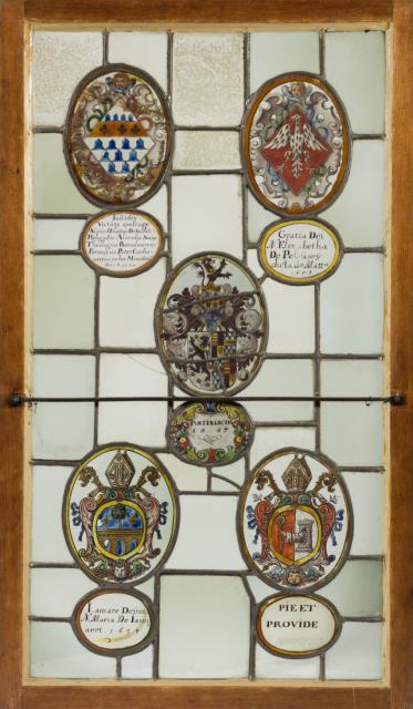 Samengesteld glasraam 'Pontiniacum 1657' van Herkenrode, glas-in-lood, ca. 1500-1599