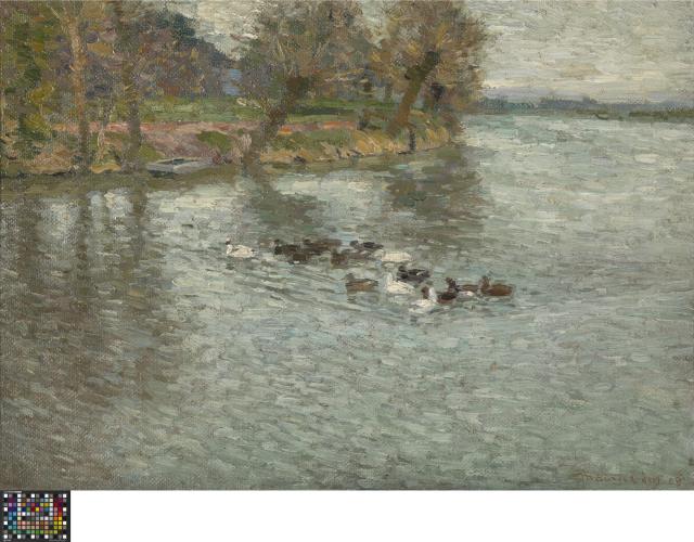 Eenden en bootje op de Leie