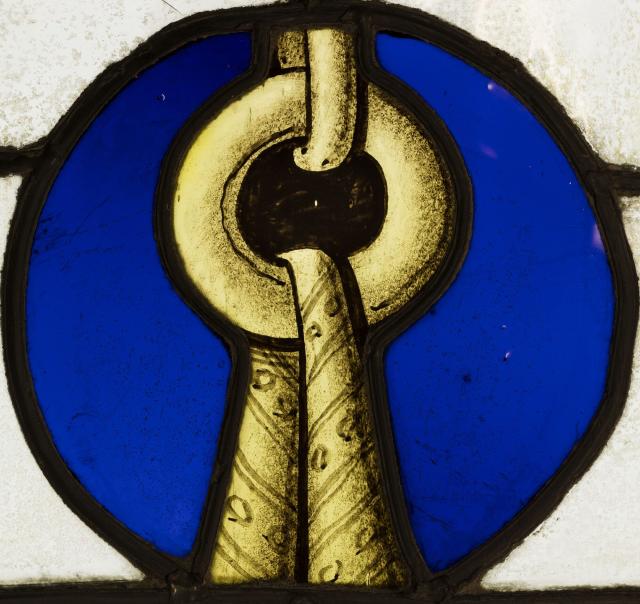 Glasraam van Herkenrode met onbekend wapen en wapen van de familie Van Pietersheim, s.d., glas-in-lood