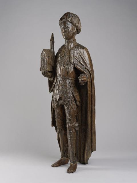 Anoniem, heiligenbeeld Sint-Gerardus van Brogne, tweede helft 15de eeuw, hout
