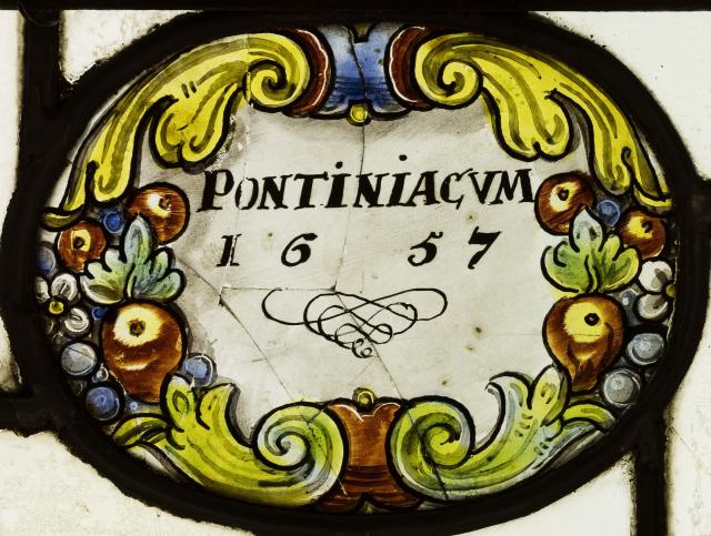 Samengesteld glasraam 'Pontiniacum 1657' van Herkenrode, glas-in-lood, ca. 1500-1599