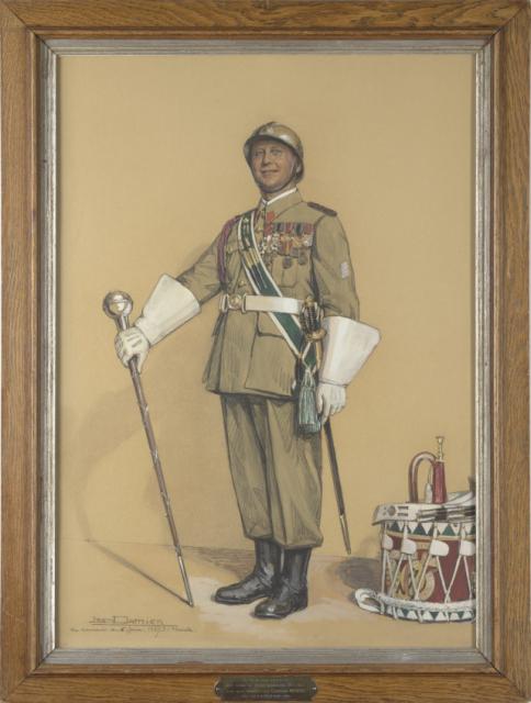Jos Damien (1879-1973), Hubert Moens, Tamboer-Majoor van het Elfde Linieregiment, 1937, pastelkrijt