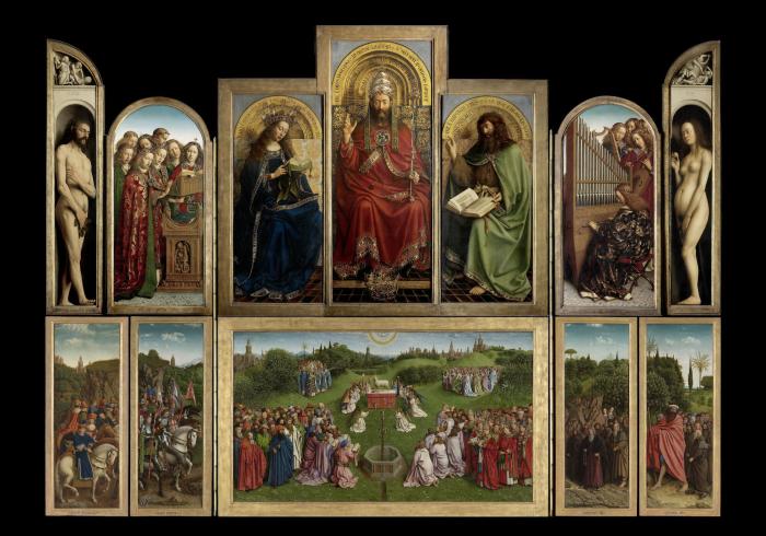 het Lam Gods: overzichtsbeeld van het open retabel