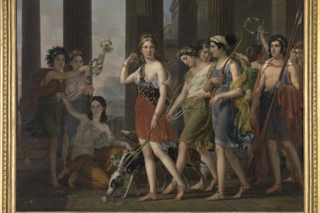 De schone Anthia begeeft zich aan het hoofd van haar gezellinnen naar de tempel van Diana in Efeze