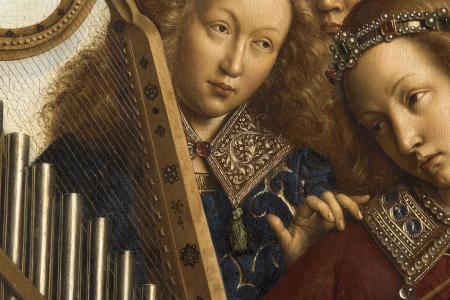 het Lam Gods: detail uit Paneel De Musicerende Engelen