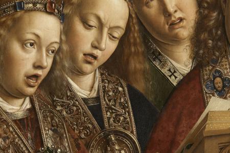 het Lam Gods: detail uit paneel De Zingende Engelen