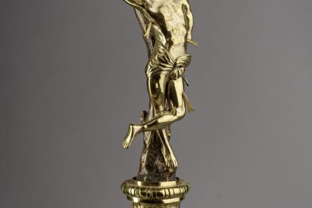 Onbekend, Staf van de schuttersgilde Sint-Sebastiaan, 19e eeuw, hout, messing