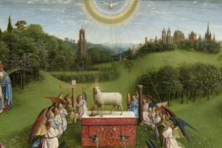 het Lam Gods: De Aanbidding van het Lam Gods Detail