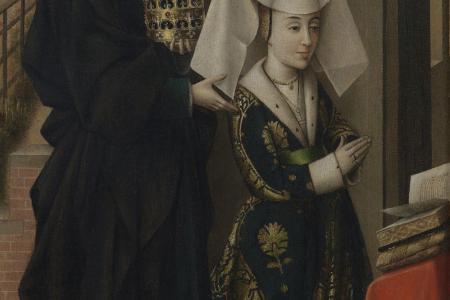 Isabella van Portugal met de heilige Elisabeth Linkerluik van een triptiek