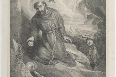 Heilige Franciscus van Assisi ontvangt de stigma