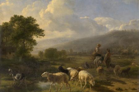 Landschap met geiten en schapen