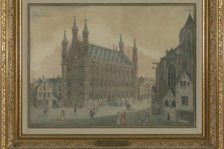 Gezicht op het Leuvense stadhuis in 1818