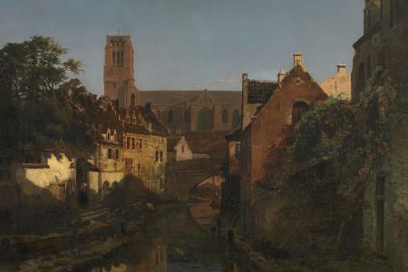 De Sint-Salvatorskerk in Brugge gezien vanop de Begijnhofbrug