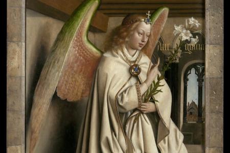 het Lam Gods: Paneel met de Profeet Zacharias en de Engel Gabriël