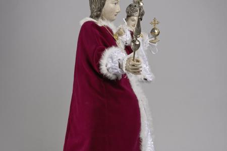 Arnold II Cleersnijders (1707-1783), Onze-Lieve-Vrouw-Presentatie met zilveren kroontjes en scepter, 17de eeuw, gepolychromeerd hout, zilver