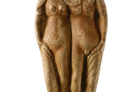 Figurine van Amor en Psyche in terracotta