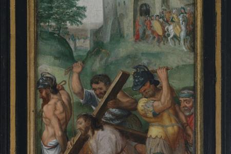 Triptiek met de graflegging en schenkersportretten van Pieter Caverson en Catharina van Meerbeke