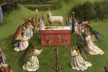 het Lam Gods: De Aanbidding van het Lam Gods Detail
