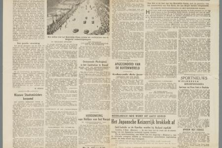 Archieffoto Lam Godsretabel: Krantenartikel Het Laatste Nieuws 4 september 1945