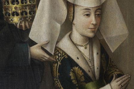 Isabella van Portugal met de heilige Elisabeth Linkerluik van een triptiek