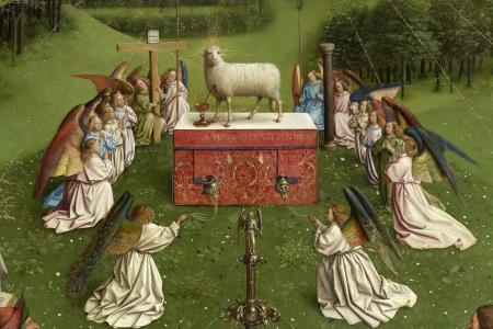 het Lam Gods: De Aanbidding van het Lam Gods Detail