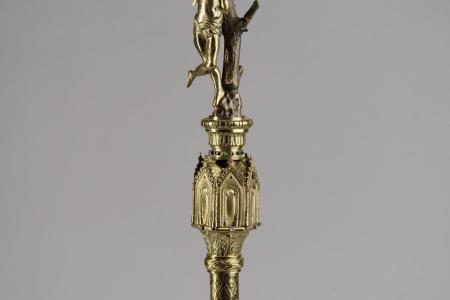 Onbekend, Staf van de schuttersgilde Sint-Sebastiaan, 19e eeuw, hout, messing