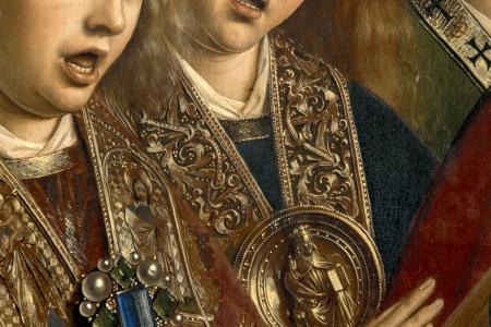 het Lam Gods: detail uit paneel De Zingende Engelen