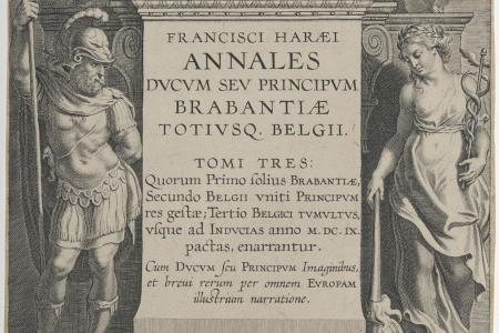 Titelblad van : Franciscus Haraeus Annales ducum Brabantiae Antverpiae ex officina Plantiniana Infolio