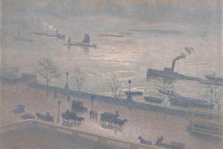 Lichtweerkaatsing 's morgens op de Theems in Londen