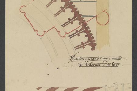 Geschilderd motief en kolommetjes in het koor van Sint-Walburga te Veurne