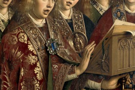 het Lam Gods: detail uit paneel De Zingende Engelen