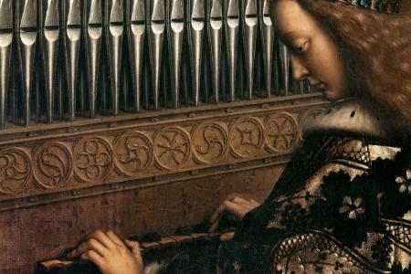 het Lam Gods: detail uit Paneel De Musicerende Engelen
