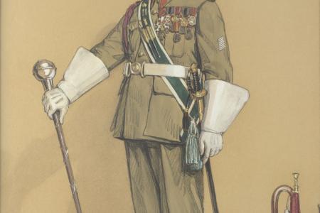 Jos Damien (1879-1973), Hubert Moens, Tamboer-Majoor van het Elfde Linieregiment, 1937, pastelkrijt