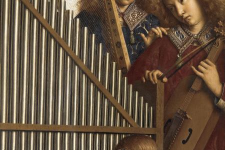 het Lam Gods: detail uit Paneel De Musicerende Engelen