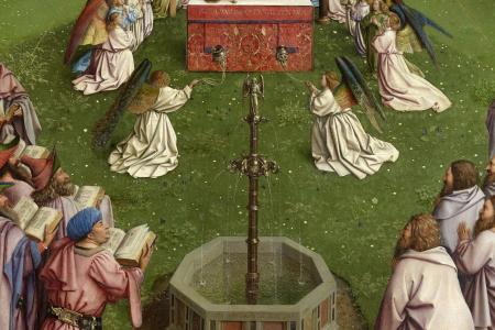 het Lam Gods: De Aanbidding van het Lam Gods Detail