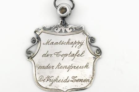 Medaille van zilver en glas  'Maatschappij der toptafel onder kernspreuk De VrijheidsZonen'