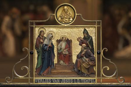 Detail afzetting rond O.-L. Vrouwaltaar: Verlies van Jesus in i.d. tempel