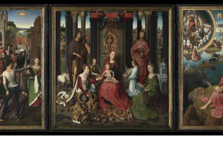 Triptiek van Johannes de Doper en Johannes de Evangelist Altaarstuk voor het hoogaltaar van de kerk van het Sint-Janshospitaal in Brugge
